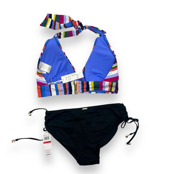 NEW Anne Cole Striped Bikini Set Size XS D Cup Ruched Swim Suit Halter NWT - Picture 14 of 14